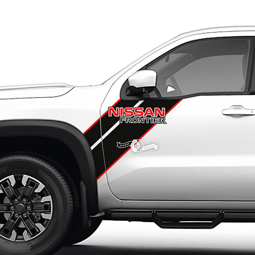 Pair Doors Front Fender Frontier Logo Stripe Vinyl Stickers Decals Graphics 2 Colors
