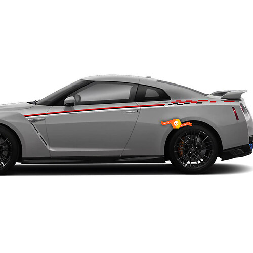 Pair Nissan Skyline GTR R35 Nismo Inspired R Tune Door Body Stripe Sticker Decal Kit 2 Colors