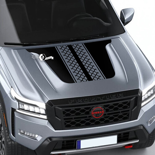Nissan Frontier S SV Pro-4x Hood Decal Vinyl Tire Track Off Road Dual Blackout Graphic Decals Sticker
