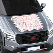 Nissan Frontier 2024 Pro-4x Hood Decal Vinyl Topographic Map Blackout Graphic Decals Sticker 3