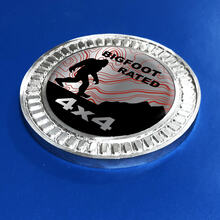 3D Badge Bigfoot Rated Mountains Topographic lines Metal Aluminum Emblem 2