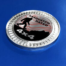 3D Badge Sasquatch Rated Mountains Topographic lines Metal Aluminum Emblem 2