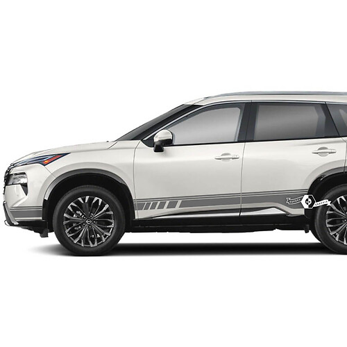 Pair Nissan Rogue ପକ୍ଷ ଡୋର୍ ରୋକର ପ୍ୟାନେଲ୍ ଷ୍ଟ୍ରାଇପ୍ସ୍ ଷ୍ଟିକର୍ ଡିସାଲ୍ ଭିନ୍ୟଲ୍ ଗ୍ରାଫିକ୍
