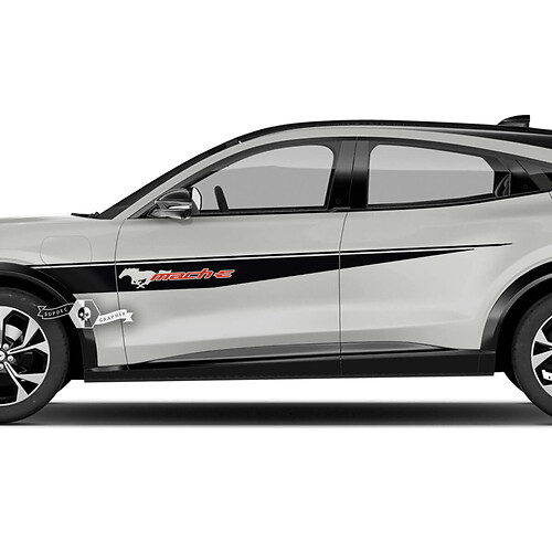 Pair Ford Mustang MACH-E MACH E Front Fender Top Line Stripes Side Door Logo Decal vinyl stickers 2 Colors
