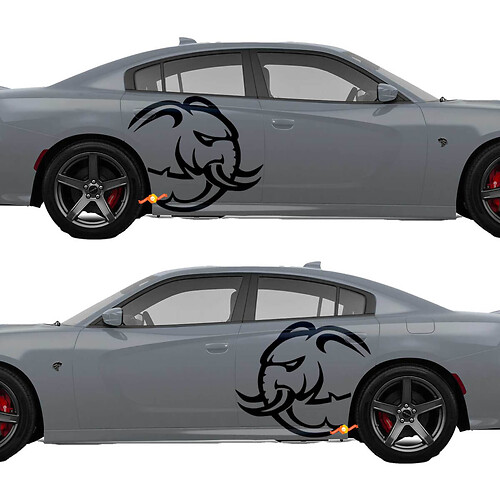 HUGE Dodge Challenger or Charger Hellelephant logo Side Stickers Decals Vinyl Graphics
