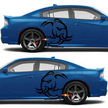 HUGE Dodge Challenger or Charger Hellelephant logo Side Stickers Decals Vinyl Graphics 2
