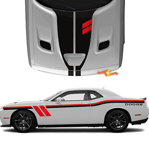 Hash Dodge Challenger Side and Hood Stickers Decals Vinyl Graphics
