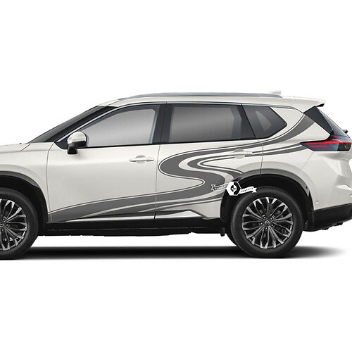Pair Nissan Rogue Side Door Rear Fender Stripes Winding Road Sticker Decal Vinyl Graphic