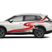 Pair Nissan Rogue Side Door Rear Fender Stripes Winding Road Sticker Decal Vinyl Graphic 2