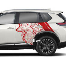 Nissan Rogue Topographic Map with Stripes Side Doors Vinyl Decal Sticker Graphic
 3