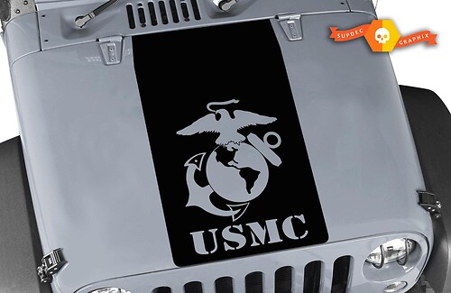 Jeep Wrangler Blackout USMC logo vinyl hood Sticker Decal TJ LJ JK Unlimited