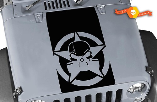 Jeep Wrangler Blackout Gas Mask Skull Vinyl Hood Sticker Decal TJ LJ JK Unlimited