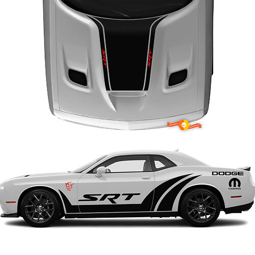 Dodge Challenger SRT Side and Hood Stickers Decals Vinyl Graphics