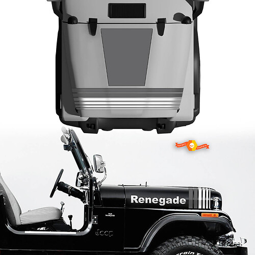 Kit Of Hood Fender Jeep Renegade CJ7 Vinyl Stickers Decals Graphics Lines Grey Style Choose Colors