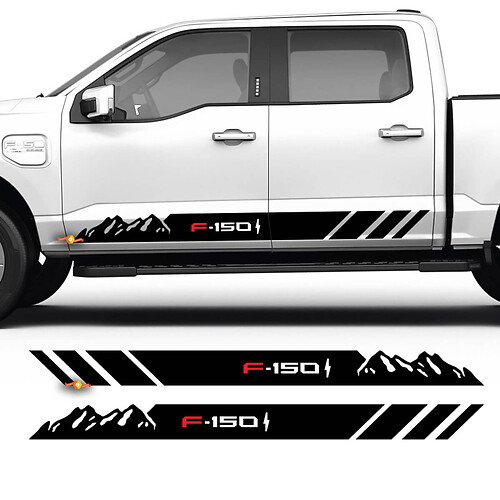 Pair Rocker Panel Mountains Stripes Body Decals Side Stickers Graphics Vinyl for Ford F-150 Lightning