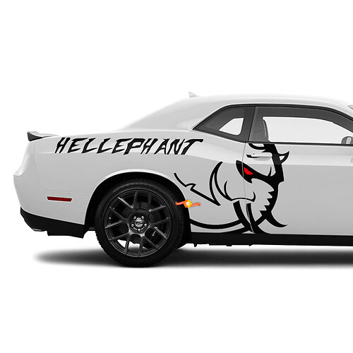 Dodge Challenger or Charger Hellelephant Red Eye logo Side Stickers Decals Vinyl Graphics