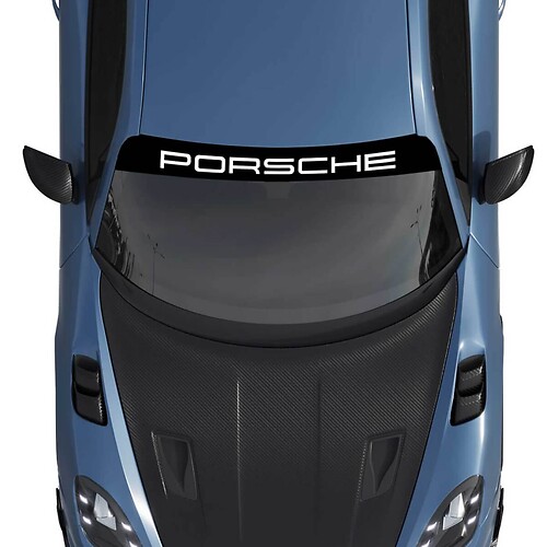 Porsche Logo Windshield with Background Stripes Kit Decal Sticker
