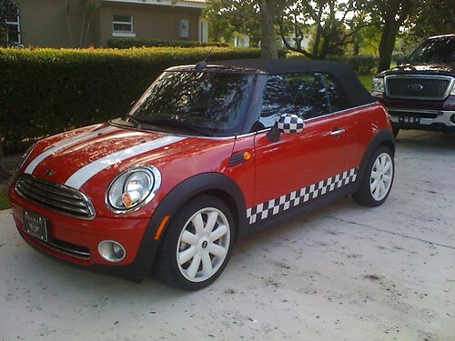 MINI COOPER checkered flag VINYL Sticker Decal STRIPE KIT 2 side