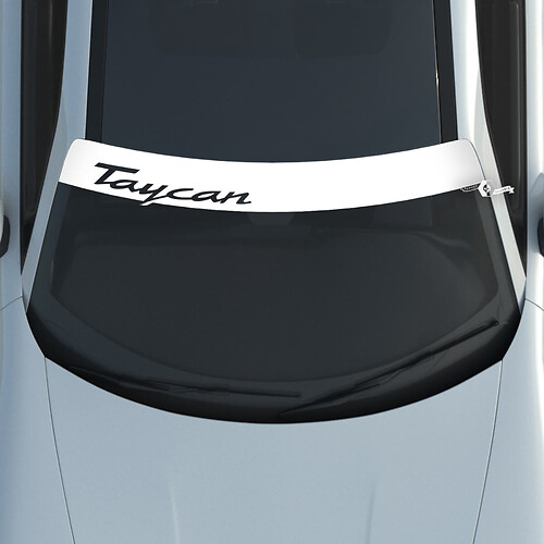 Porsche Taycan Logo Windshield with Background Stripes Kit Decal Sticker
