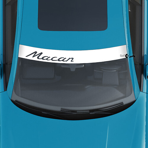 Porsche Macan Logo Windshield with Background Stripes Kit Decal Sticker