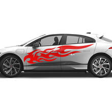 2x Jaguar F-Type R Side Racing Graphics Doors Side Flame Secal Vinyl Sticker 2