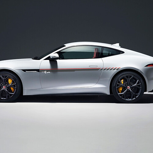 Pair Jaguar F-Type R Side Racing Graphics Doors  Stripe Checkerboard flag decal Logo sticker 2 Colors