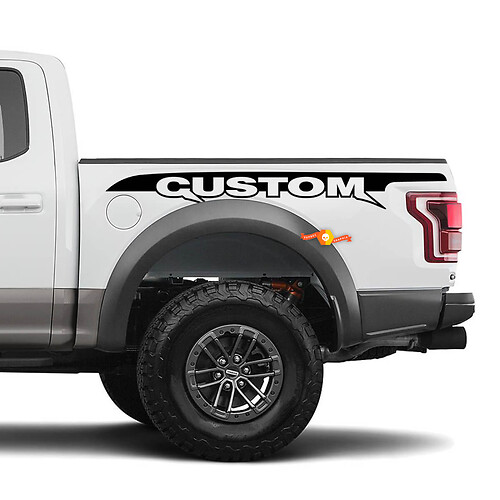 Custom Text Bedside Raptor Stripes Sticker Decal Kit - Compatible with Ford F150 Raptor
