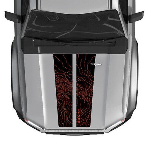 Hood For 2024 Toyota Land Cruiser Prado Decals Split Montour Map Vinyl Graphic Sticker 2 Colors
