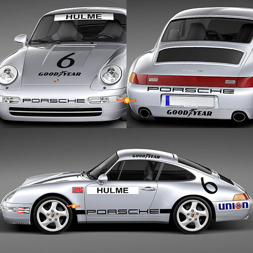 1974 Porsche 911 Racing Sticker Decal Set - Classic Vinyl Graphics for Restoration and Customization