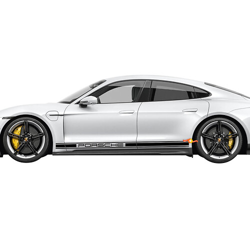 Porsche Taycan Side Decorative Stripes with Porsche Letters - Custom Vinyl Graphics Stickers