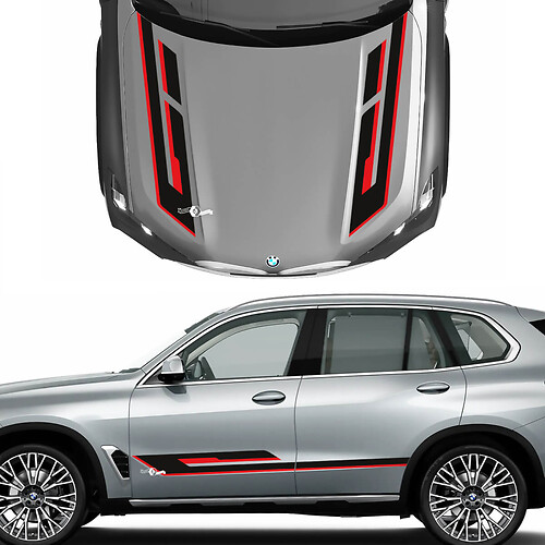 Unique 2-Color Hood & Side Accent Decal Kit for BMW X5 G05 - Custom Vinyl Graphics Stickers
