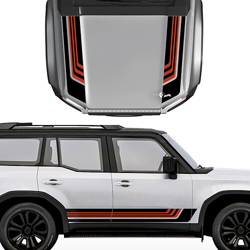 Toyota Land Cruiser Prado Hood and Sides Stripes Vintage Retro Style Decals Sticker - Vinyl Graphic Kit 2