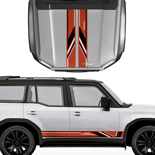 Toyota Land Cruiser Prado Hood and Sides Stripes Sport Style Decals Sticker - Vinyl Graphic Kit 2
