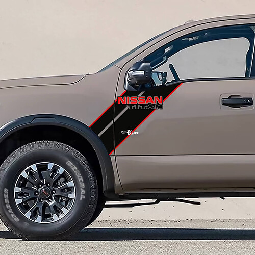 Pair Doors Front Fender Titan Logo Stripe Vinyl Stickers Decals Graphics 2 Colors
