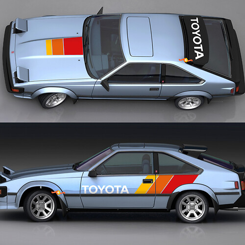 Toyota Celica Supra 1980 TRD Vintage Stripes Decals - Custom Graphics Wrap