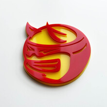 Custom 3D Badge Drag Bee Demon Dodge Charger Challenger logo Fender Badges Emblem Red and Yellow 2