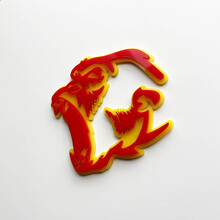Gorilla Angry 3D Badge Fender Badges Emblem Red vs Yellow 2