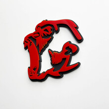 Gorilla Angry 3D Badge Fender Badges Emblem Red vs Grey 2