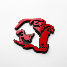 Gorilla Angry 3D Badge Fender Badges Emblem Red vs Grey 3