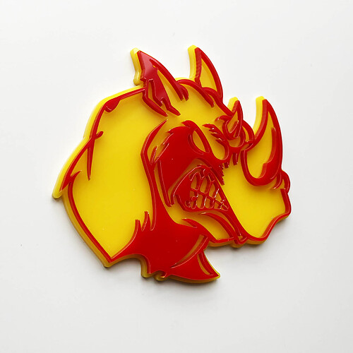 3D Rhino Angry Logo Badge - Custom Fender Emblem for Cars Trucks and SUVs Red vs Yellow
