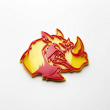3D Rhino Angry Logo Badge - Custom Fender Emblem for Cars Trucks and SUVs Red vs Yellow 3