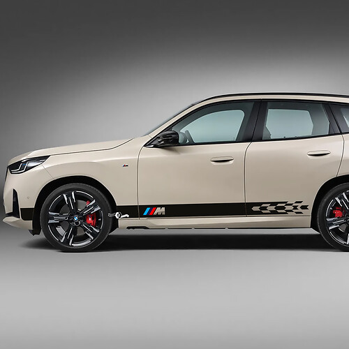 BMW X3 2024 Side Door Checkered Stripes M Decal Kit - Custom Vinyl Graphics for G01 & F25