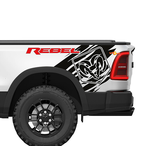 Dodge Ram Rebel Grunge Logo Truck bed Vinyl Decal Sticker Graphic