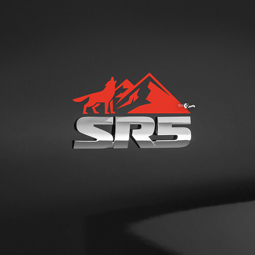 Mountains Wolf Decal Sticker Over Toyota SR5 Badge 1