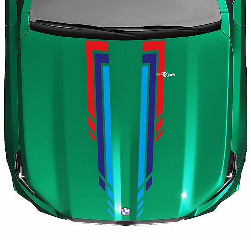 L M Stripes Racing Checkered Hood Decal for BMW 5 Series G60 M5 G90