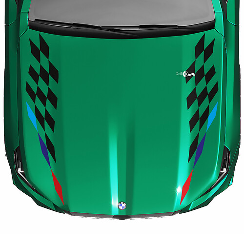 Stripes Racing M colors Checkered Flag Hood Decal for BMW 5 Series G60 M5 G90
