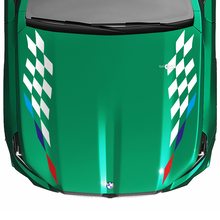 Stripes Racing M colors Checkered Flag Hood Decal for BMW 5 Series G60 M5 G90 2