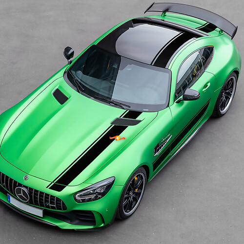 Mercedes Benz AMG GT R PRO ଦାହନରେ & ହୁଡ଼ ରୁଫ୍ ଟ୍ରଙ୍କ୍ ଷ୍ଟ୍ରାଇପ୍ ଡେକାଲ୍ସ କିଟ୍ ଭିନିଲ୍ ଗ୍ରାଫିକ୍ ସ୍ଟିକର୍‌ଗୁଡ଼ିକ୍‌ସ୍

