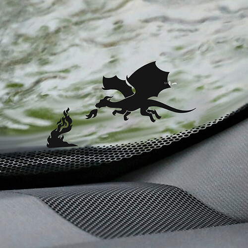 Dragon Flame Windshield Easter Egg Corner Decal - Custom Vinyl Graphic
