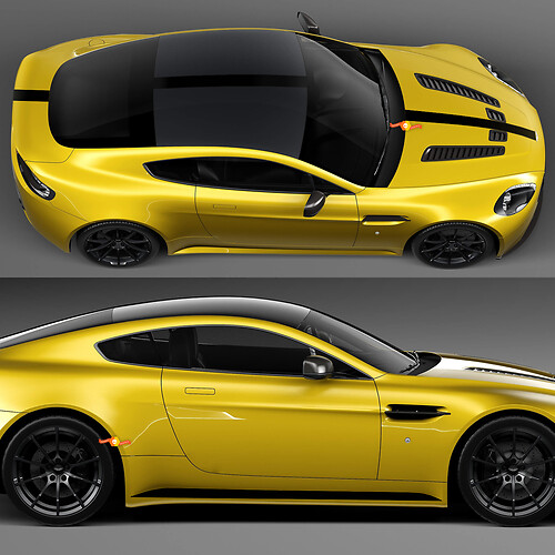 Full kit Aston Martin V8 Vantage amr pro Stripe Hood Roof Trunk Side Vinyl Decals Stickers